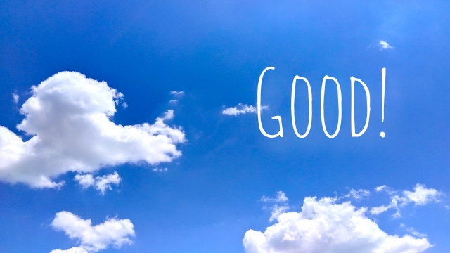 青空に浮かぶGOODの文字