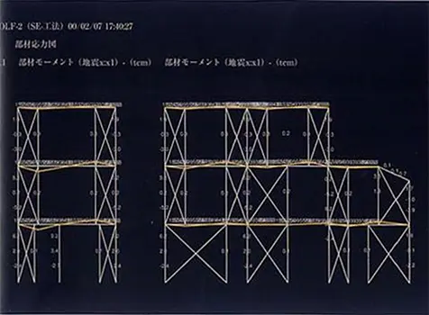 構造計算をしているコンピューター画面